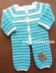 Jaket Crochet, Crochet Patterns Baby Boy, Baby Romper Pattern, Crochet Baby Sweater, Baby Overall, Crochet Romper, Baby Sweater Patterns, Baby Crochet Patterns Free, Pull Bebe