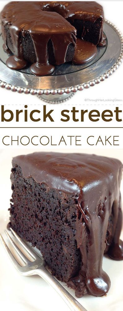 Famous Brick Street Chocolate Cake. Everything you dream of in a rich, dense chocolate cake. Secret ingredients. And a to-die-for ganache frosting. Dense Chocolate Cake, Brick Street, Cake Brownie, Ganache Frosting, Fudge Cake, A Piece Of Cake, Pudding Cake, Piece Of Cake, Banana Cake