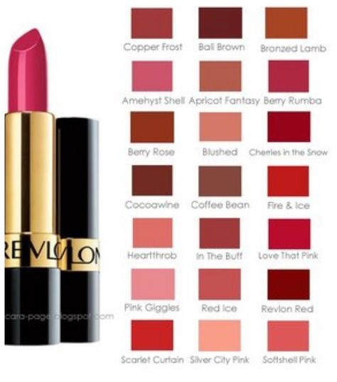 Revlon lipstick chart. Revlon Matte Lipstick, Lipstick Guide, Revlon Cosmetics, Best Matte Lipstick, Lipgloss Swatches, Revlon Lip, Revlon Lipstick, Revlon Super Lustrous Lipstick, Revlon Makeup