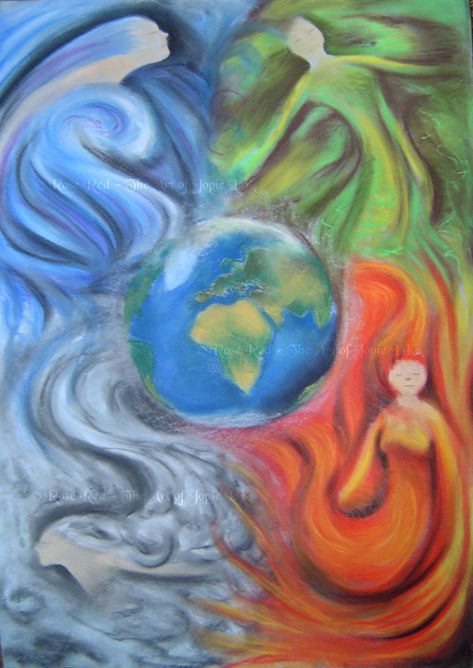 Elements by Laiyla on DeviantArt 5 Elements Of Nature Drawing, Elements Painting Ideas, Four Elements Painting, 5 Elements Art, The Four Elements Art, 4 Elements Drawing, 5 Elements Of Nature Art, Earth Element Art, Elemental Painting