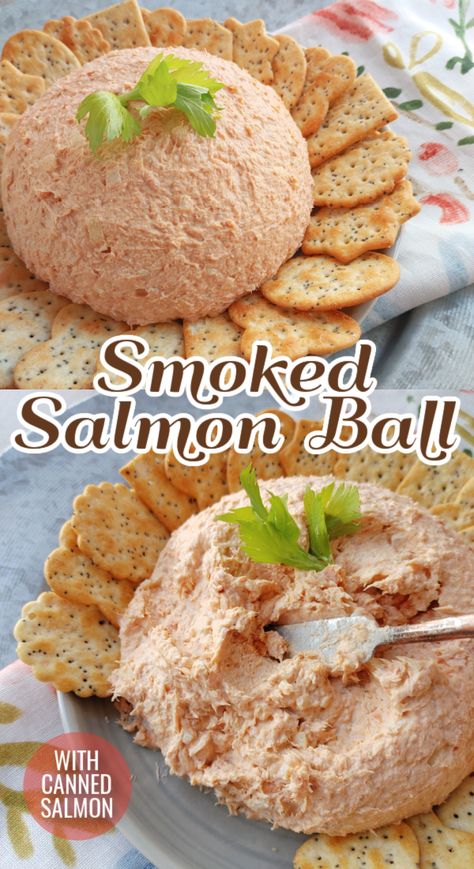 Smoked Salmon Balls Recipes, Salmon And Cream Cheese Appetizers, Smoked Salmon Spread Recipes, Shrimp Ball Cream Cheese, Seafood Cheese Ball, Smoked Salmon Cheese Ball, Canned Smoked Salmon Recipes, Salmon Balls Recipes, Retro Appetizers