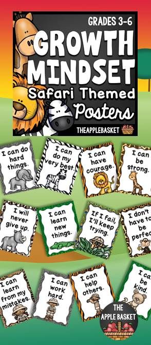 Growth Mindset Posters: Safari Themed for Grades 3-6 Safari Bulletin Boards, Jungle Safari Theme Classroom, Jungle Bulletin Boards, Jungle Theme Classroom Decorations, Rainforest Classroom, Safari Theme Classroom, African Safari Theme, Safari Classroom, Safari Activities