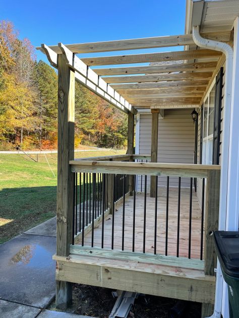 Pergola Deck - Craftsman - Porch - Atlanta - by Cole Pelfrey Construction | Houzz Front Porch With No Roof, Pergola Entryway Front Entry, Front Porch With Pergola, Above Ground Pool Small Deck, Front Porch Awning Ideas, Front Porch Without Roof, Deck Bed Ideas, Double Deck Bed Ideas, Porch With Pergola