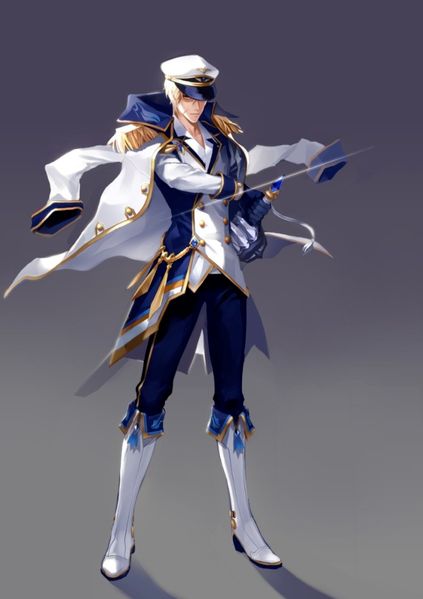 Raven Cronwell (Hamel Navy Officer) Winx Saga Sky, Elsword Raven, Captain Outfit, Elsword Online, Elsword Anime, Fate The Winx Saga, The Winx Saga, Outfit Anime, Navy Art