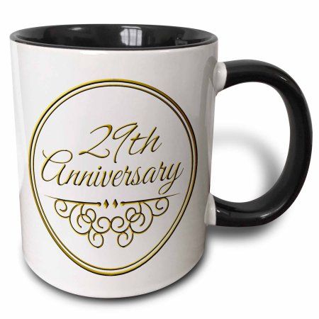 3dRose 29th Anniversary gift - gold text for celebrating wedding anniversaries - 29 years married together - Two Tone Black Mug, 11-ounce 55th Anniversary Gifts, 12th Anniversary Gifts, 45th Anniversary Gifts, 41st Anniversary, 19th Anniversary Gifts, 30th Anniversary Gifts, 20th Anniversary Gifts, 6th Anniversary Gifts, 40th Anniversary Gifts