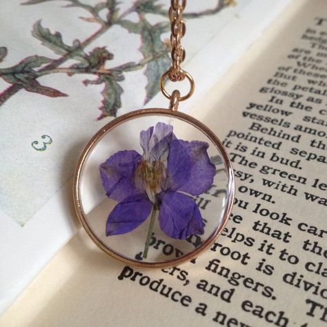 Resin Locket Necklace, Resin Locket, Purple Larkspur, Pressed Flower Resin, Whimsical Necklace, Handmade Thank You Cards, Aesthetic Letters, Product Shoot, Lace Necklace