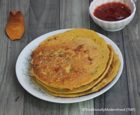 Pudla | Besan Spicy Chilla Eggless Omelette, Eggless Banana Pancakes, Indian Pancakes, Vegetarian Pancakes, Cornmeal Pancakes, Wheat Pancakes, Savory Pancakes, Modern Food, Video Recipes