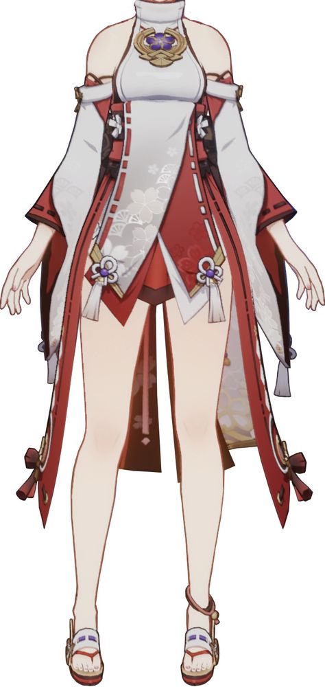 Yea Miko Outfit, Yae Miko Character Sheet, Yae Miko Full Body Art, Yae Miko Reference Sheet, Yae Miko Reference, Yae Miko Outfit, Genshin Impact Outfits, Yea Miko, Yae Miko Cosplay