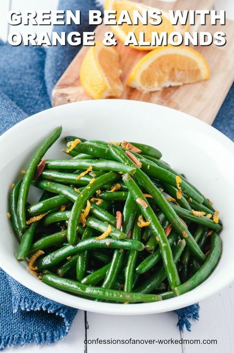 Blue Lake Green Beans Recipe With Orange & Almonds Green Bean Plant, Fresh Healthy Recipes, Cooking Fresh Green Beans, Easy Vegetable Recipes, Green Beans Recipe, Sauteed Green Beans, Bean Plant, Healthy Vegetable Recipes, Freeze Greens