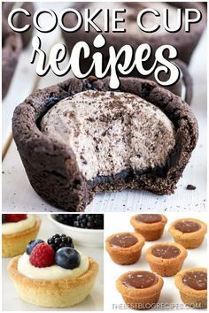 Cookie Cup Recipes, Cup Recipes, Sugar Cookie Cups, Cookie Cups Recipe, Mini Dessert Recipes, Holiday Baking Recipes, Lost 100 Pounds, Bite Size Desserts, Cookie Cups