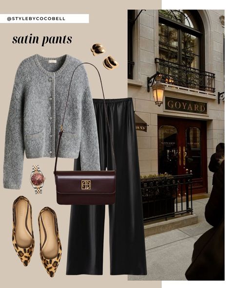 Black Satin Pants Outfit, Satin Pants Outfit, Scandi Fashion, 2022 Outfits, Modest Casual Outfits, Stylish Lady, Cozy Outfits, Classy Winter Outfits, Everyday Fashion Outfits