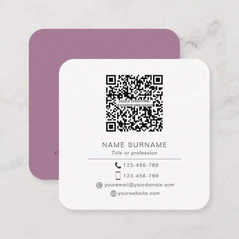 Visit Card Square, Square Visiting Card, Qr Code Card Design, Qr Code Business Card Design, Square Business Card Design, Business Cards With Qr Code, Business Card Qr Code, Business Card With Qr Code, Qr Code Design