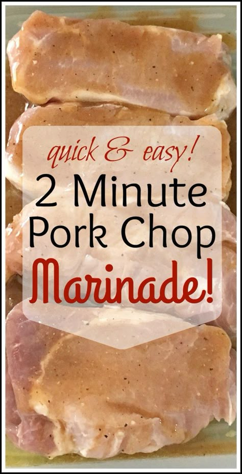 2 Minute Pork Chop Marinade! Prep Time: 2 Minutes! On the weekend I decided that I would try “online ordering” from M&M Meat Shops, and let me tell you, what an amazing shopping exp… Easy Pork Chop Marinade, Pork Chop Marinade, Marinated Pork Chops, Pork Marinade, Easy Pork Chops, Bbq Pork Ribs, Pork Rib Recipes, Grilled Pork Chops, Marinated Pork