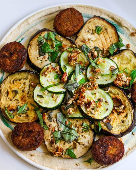 Roasted Eggplant And Zucchini Recipes, Lebanese Eggplant Recipes, Eggplant And Chickpeas, Middle Eastern Eggplant, Chickpea Pancakes, Eggplant Fatteh Lebanese, Baked Falafel, Zucchini Slice, Roast Eggplant