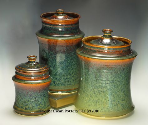 Evidence of practice and skill: lids that fit with delicate knobs. Wow. Nice visual tutorial, too. http://prometheanpottery.wordpress.com/category/pottery-pictures/ Pottery Canister Sets, Pottery Jars, Ceramic Canister, Beginner Pottery, Thrown Pottery, Functional Pottery, Ceramic Jars, Pottery Glazes, Pottery Wheel