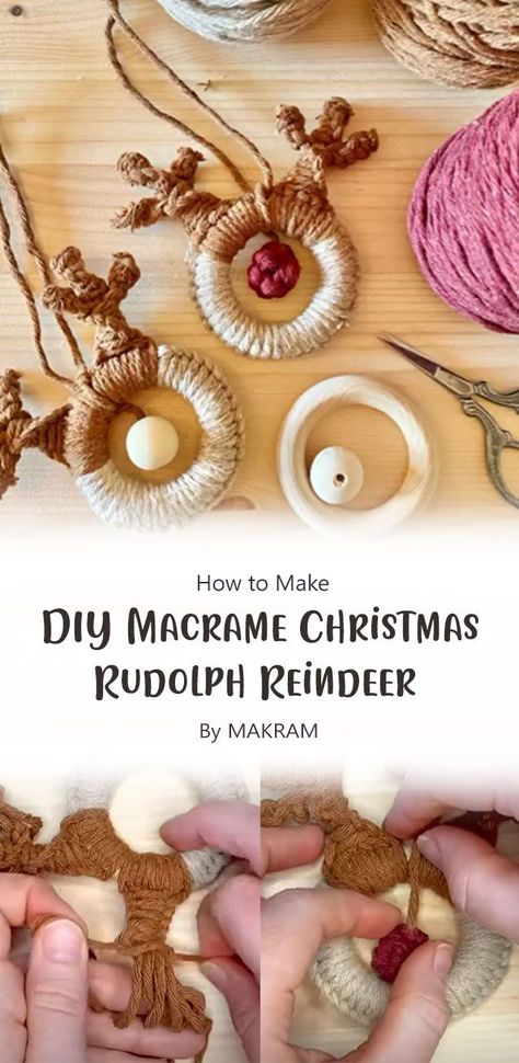 Learn how to make this Macrame Reindeer Ornament. The steps are simple and easy to follow and the video will walk you through each step. Enjoy! Macrame Christmas Ornaments Diy Tutorial, Easy Macrame Christmas Tree Ornaments, Macrame Reindeer Diy, Macrame Reindeer, Macrame Rudolph, Macrame Santa Ornament Tutorial, Easy Macrame Tree Ornament, Macrame Reindeer Ornament, Reindeer Diy