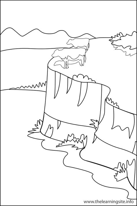 Plateau Landform Coloring Page Landform Coloring Pages, Plateau Drawing, Plateau Landform, Landform Projects, Teaching Geography, Landform, Outline Images, Learning Sites, World Geography