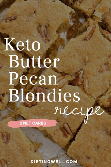 Indulge in the goodness of our keto butter pecan blondies that are perfect for a guilt-free dessert! Made with almond flour and erythritol, these blondies are the ultimate keto-friendly treat that's super easy to make. Topped with roasted pecans and a rich brown butter glaze, you'll love every bite of these baking goodies! #KetoBlondies #ButterPecan #LowCarbDessert #SugarFree #HealthyTreats Butter Pecan Blondies, Pecan Blondies Recipe, Keto Blondies, Pecan Blondies, Butter Pecans, Keto Bars, Dessert Parfait, Postre Keto, Keto Treats