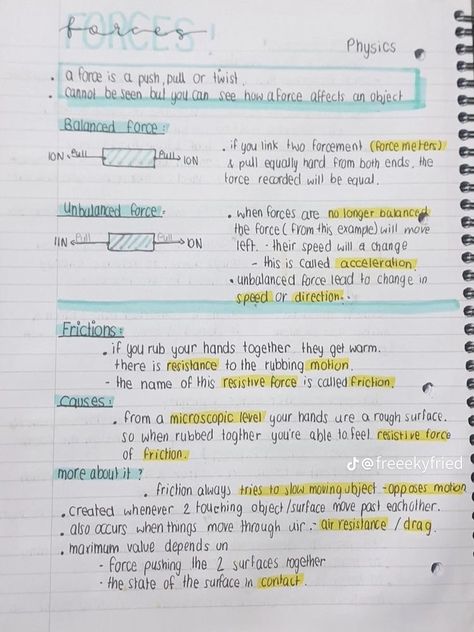 Physics Forces Notes, Physics Revision Notes, Gcse Physics Revision, Gcse Notes, Gcse Chemistry Revision, Gcse Science Revision, Physics Revision, Chemistry Revision, Gcse Physics