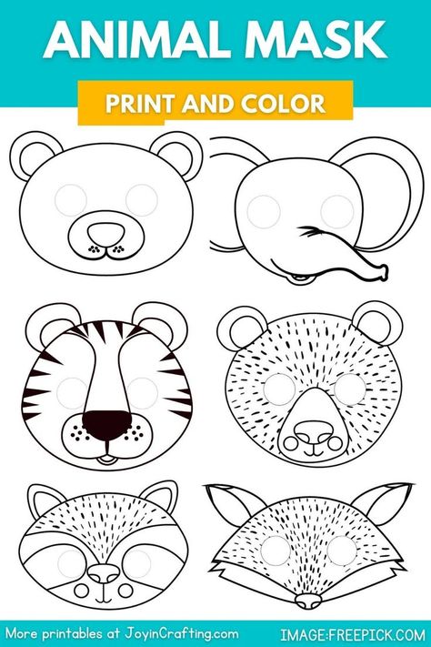 Animal Mask Printable, Kids Crafts Masks, Animal Masks Craft, Animal Masks Diy, Animal Mask Templates, Safari Crafts, Printable Animal Masks, Jungle Crafts, Animal Masks For Kids