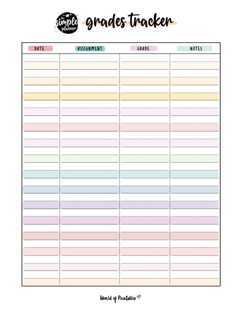 Printable Grade Tracker, Classroom Templates Free Printables, Grade Tracker Sheet, Grading Sheet Template Free Printable, Homeschool Grading Sheet Printable, Class Record Template Aesthetic, Grade Sheet Template Free Printable, Grade Tracker Printable Free, Homeschool Grade Tracker Free Printable