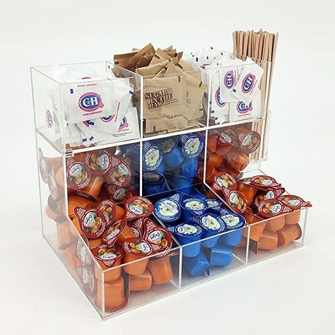 Amazon.com | OnDisplay Acrylic Sugar/Creamer Station with Removable Top Tier: Serveware Coffee Pods Drawer, Espresso Pods, Coffee Pod Storage, Top 10 Christmas Gifts, Coffee Stirrers, Creative Organization, Coffee Storage, Thoughtful Christmas Gifts, Break Room