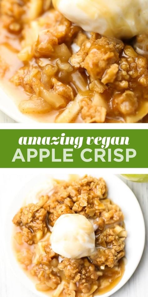 Apple Crisp Vegan, Vegan Apple Crisp, Make Dessert, Vegan Baking Recipes, Vegetarian Desserts, Vegan Apple, Crisp Apple, Apple Crisp Recipes, Dairy Free Dessert