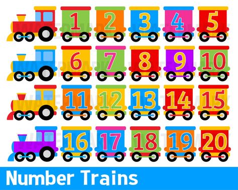 Number Chart 1 20, Maths Clipart, Numbers Preschool Printables, Number Clipart, Train Clipart, Preschool Charts, Math Clipart, Alphabet Train, Number Chart