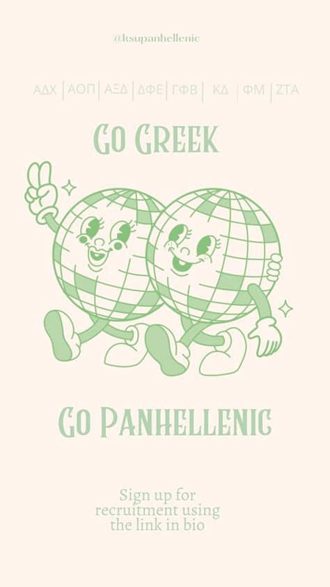 Go Greek Banner, Go Panhellenic Graphics, Panhellenic Recruitment Themes, Go Greek Graphics Panhellenic, Panhellenic Graphics, Go Greek Graphics, Cartoons Holding Hands, Sorority Paintings, Recruitment Graphics