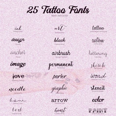 25 FREE tattoo fonts for your next ink session • A Subtle Revelry | the 25 tattoo font styles that you can use to create your own ink art work Girly Tattoo Fonts, Fonts For Name Tattoos, Tattoo Font Styles For Women, Pretty Fonts For Tattoos, Initals Tattoo Fonts, Quote Tattoo Fonts, Small Letter Tattoo Fonts, Name Fonts Tattoo, Best Fonts For Tattoos