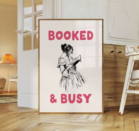 Retro Library, Library Poster, Booked And Busy, Dorm Room Wall Art, Library Posters, Dorm Room Walls, Book Wall Art, Poster Book, Book Wall