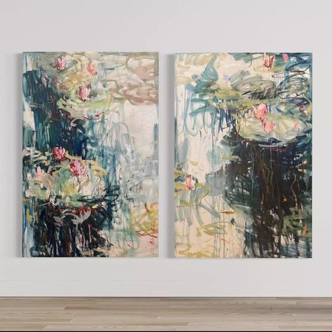 Lilia Orlova Holmes Art, Floral Abstracts, Floral Abstract Painting, Water Lilies Art, Raw Canvas, Water Reflection, Rise Art, Fine Art Portraiture, Abstract Flower Painting