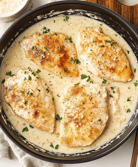 Creamy Garlic Parmesan Chicken Recipe Creamy Grilled Chicken, Garlic Parmesean Chicken, Garlic Parm Chicken, Creamy Garlic Parmesan Chicken, Grilled Chicken Parmesan, Chicken Parmesan Recipe, Creamy Garlic Chicken, Chicken Tender, Garlic Parmesan Chicken