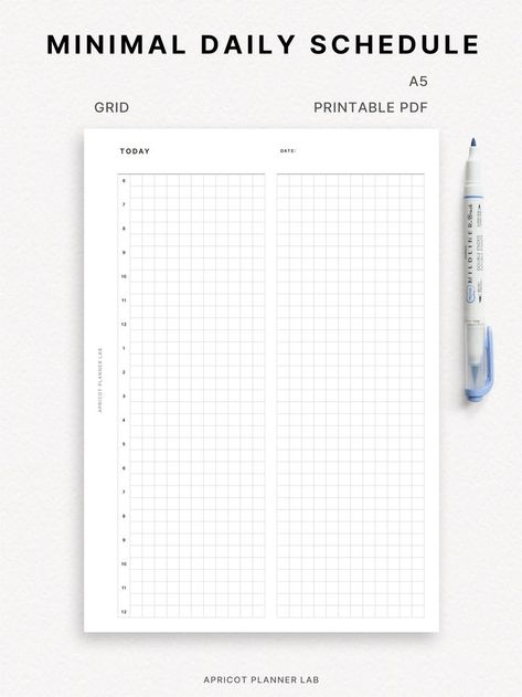 This is a minimal daily planner with a half-hourly schedule and free notes. You can use the note for any need. | Printable PDF | Half hourly daily | Day on 1 page | Undated | 30 minute daily A5 Planner Printables Free, Daily Journal Template, A5 Planner Printables, Etsy Planner, Map Worksheets, Daily Day, Planner Setup, Minimalist Planner, A5 Printables