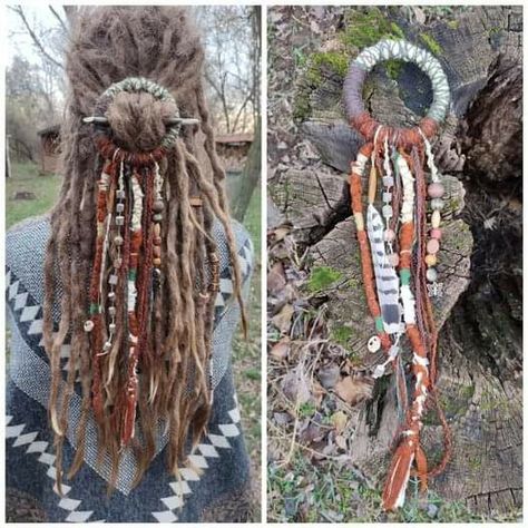 Dread Hair Accessories, Viking Hair Wrap, Dreadlock Hair Accessories, Braids In Hair Aesthetic, Boho Hair Accessories Diy, Dreadlock Jewelry Diy, Dread Accessories Diy, Diy Dreadlock Accessories, Decorated Dreads