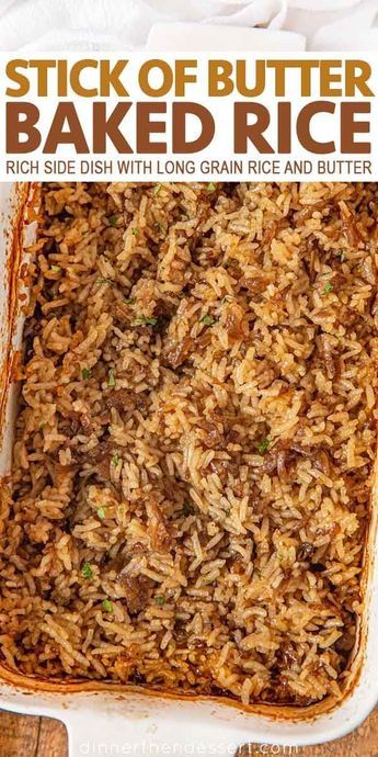 Onion Rice Recipe, Buttered Rice Recipe, Stick Of Butter Rice, Rich Holiday, White Rice Recipes, Rice Side Dish Recipes, Recipe Rice, French Onion Soup Recipe, Rice Side