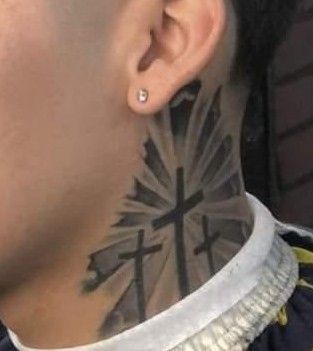 Hood Neck Tattoo For Guys, Cross Tattoo Neck, Unicorn Tattoo Designs, Forearm Cover Up Tattoos, Best Neck Tattoos, Side Neck Tattoo, Nouveau Tattoo, Ear Tattoo Ideas, Throat Tattoo