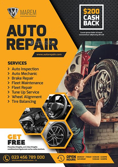 Auto Repair Flyer Preview - GraphicRiver Car Maintenance Ads, Auto Parts Poster, Car Repair Shop Design, Flyers Ideas, Islamic Kids Activities, Adobe Photoshop Design, Shop Signage, Car Workshop, Storefront Design