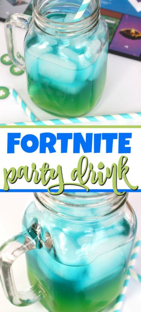 Gamers will love this Fortnite party drink idea, inspired by the game’s legendary healing potion – the Chug Jug! #fortnite #chugjug #slurpjuice #layereddrink #partydrink #fortniteparty #fortnitebirthday #fortnitebirthdayparty #kidsdrink Fun Kids Drinks, Fortnite Diy, Slurp Juice, Potion Party, Kids Drinks Party, Movie Recipes, Party Juice, Juice Party, Birthday Party Drinks