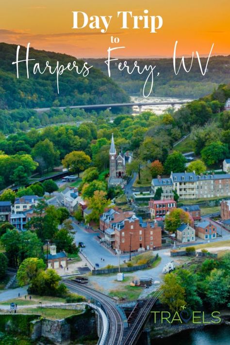 Harpers Ferry West Virginia is the perfect day trip from Washington DC. You can go hiking or visit historic spots while enjoying the lush landscape of the town. #outsidedc #historictown #nationalpark #westvirginia Things To Do In Harpers Ferry Wv, Harpers Ferry West Virginia Things To Do, Lake Shawnee Amusement Park, New England Day Trips, Martinsburg West Virginia, Towns In West Virginia, West Virginia Vacation, Harpers Ferry West Virginia, Blackwater Falls State Park