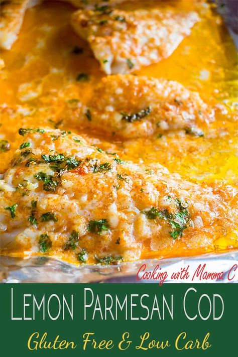 Lemon Parmesan Cod with Garlic Butter - My most popular recipe! Gluten free, low carb, keto friendly and loved by people all over the world! #codrecipes #codrecipe #parmesancod #lemonparmesancod #glutenfree #lowcarb #keto #bestcodrecipe #cookingwithmammac Parmesan Cod, Best Cod Recipes, Best Fish Recipes, Baked Cod Recipes, Tilapia Fish Recipes, Cod Fish Recipes, Pescetarian Recipes, Fish Recipes Baked, Recipe Gluten Free