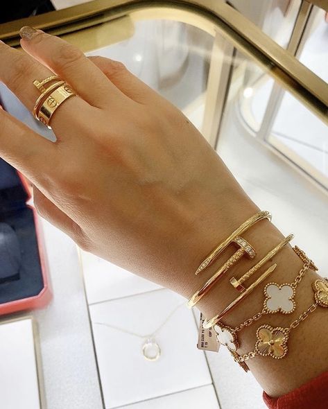 Just Un Clou Bracelet, Cartier Love Ring, Expensive Jewelry Luxury, Accesories Jewelry, Luxe Jewelry, Cartier Jewelry, Dope Jewelry, Gold Bracelets, Classy Jewelry