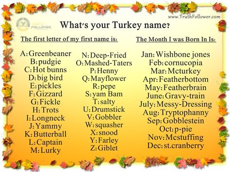 what's your Thanksgiving Turkey Name? Thanksgiving Interactive, Famous Quotes Inspirational, Interactive Facebook Posts, Thanksgiving Prayer, Engagement Posts, Interactive Posts, Name Games, Thanksgiving Traditions, Holiday Games