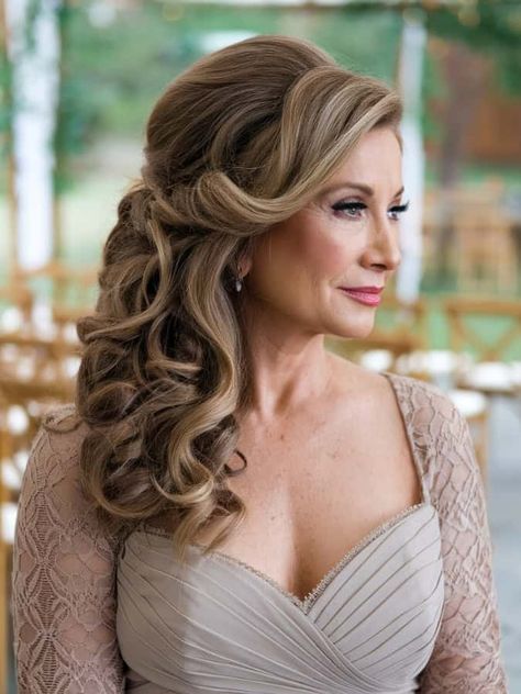 11+ Elegant Half-Up Hairstyles for Mothers of the Bride Groom Hair Styles, Long Hair Ideas, Bride Hair Down, Mother Of The Bride Hairstyles, Hair Down Styles, Mother Of The Groom Hairstyles, Unique Wedding Hairstyles, Over 60 Hairstyles, Mother Of The Bride Hair