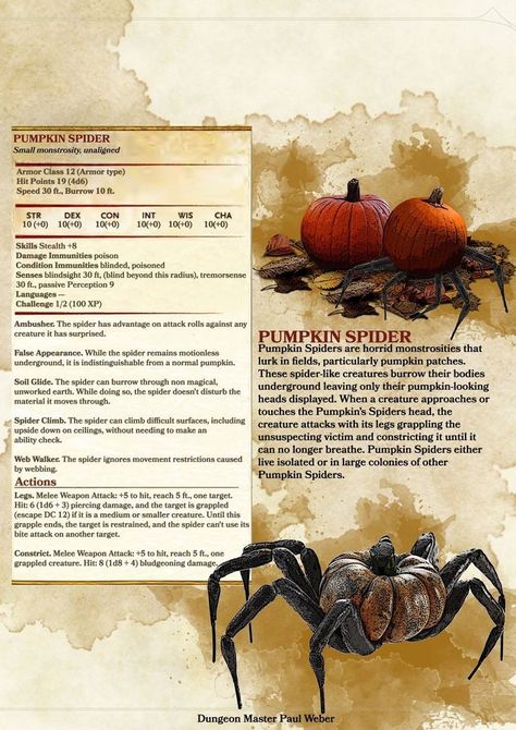 Ektus Tzelicrae Hybrid (Pumpkin Spider) Dnd Level 3 Monsters, Dnd 5e Halloween Monsters, Halloween Dnd Campaign, Halloween Dnd Monsters, Dnd Halloween Monsters, Dnd Food Monsters, Dnd 5e Homebrew Monsters, Dnd Monster Art, D&d Monsters