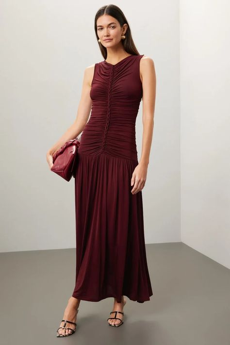 Flora Dress by Ulla Johnson | Rent the Runway Semi Formal Wedding Attire, Formal Wedding Attire, Semi Formal Wedding, Flora Dress, Rent The Runway, Guest Dress, Daily Style, Red Carpet Dresses, Burgundy Color