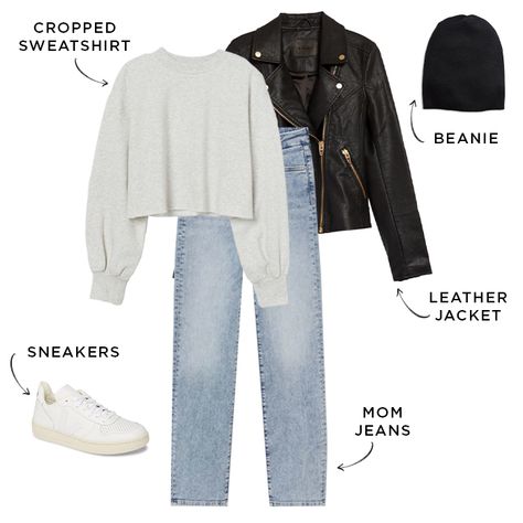 Leather Jacket Outfit Winter, Womens Leather Jacket Outfit, Navy Leather Jacket, Jacket Outfit Women, Leather Jacket Style, The Everygirl, Cropped Leather Jacket, Leather Jacket Outfits, Women Outfit