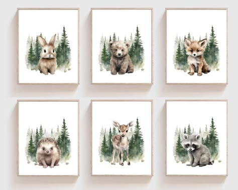 "woodland nursery - boy nursery decor - nature nursery decor - set of 6 prints - downloadable prints - boy room wall art - toddler room decor - mountains forest - woodland wall art - nursery art prints - baby room wall art - Baby boy nursery - wilderness art print - Baby animal prints - Nursery decor - DIGITAL PRINTS - H2898 🔴 This listing is for  DIGITAL PRINTS only, NO physical item will be sent. This listing is for a set of 6, each image includes all 8 sizes - (4 files in total)  This listin Woodland Nursery Green Walls, Realistic Woodland Nursery, Baby Boy Forest Animal Nursery, Woodsy Nursery Baby Boy, Baby Boy Nursery Themes Woodland Forest Animals, Forest Nursery Boy, Boy Nursery Artwork, Boy Nursery Themes Woodland Forest Friends, Woodsy Nursery