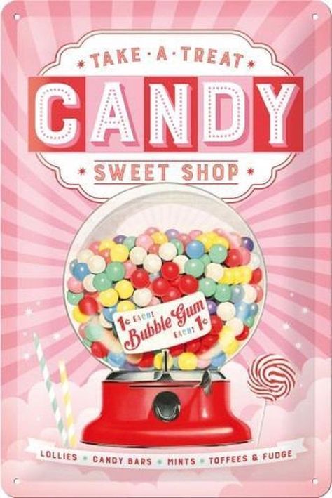 Vintage Food Posters, Vintage Sweets, Candy Poster, Poster Vintage Retro, Candy Sweet, Retro Candy, Nostalgic Art, Baby Shoot, Retro Sign