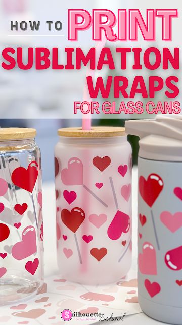 Create perfectly sublimated, color popping glass cans with this sublimation tutorial! Silhouette Cameo Beginner, Silhouette School Blog, Sublimation Wraps, Cat Jigsaw Puzzle, School Newsletter, Silhouette School, Mom Tumbler, Sublimation Mugs, Silhouette Cameo Projects